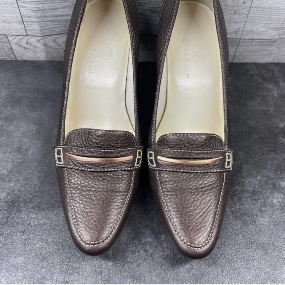 NWOT Cole Haan Inger Heels Size 10 Shoes Metallic Brown Leather Slip On Pumps